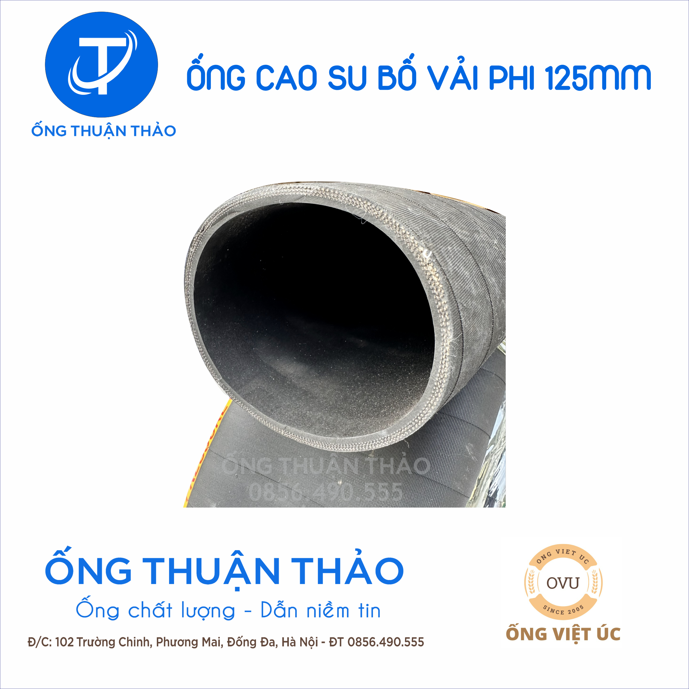 Ống cao su bố vải KT phi 125MM CUỘN 10 MÉT Nhập Khẩu - Ống Chống Phá Chống Nổ THUẬN THẢO