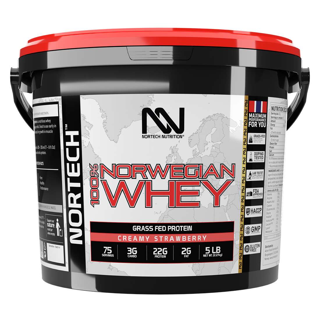 Nortech 100% Norwegian Whey Sữa Hỗ Trợ Tăng Cơ Giảm Mỡ, 22g Protein, Nhập khẩu Na Uy