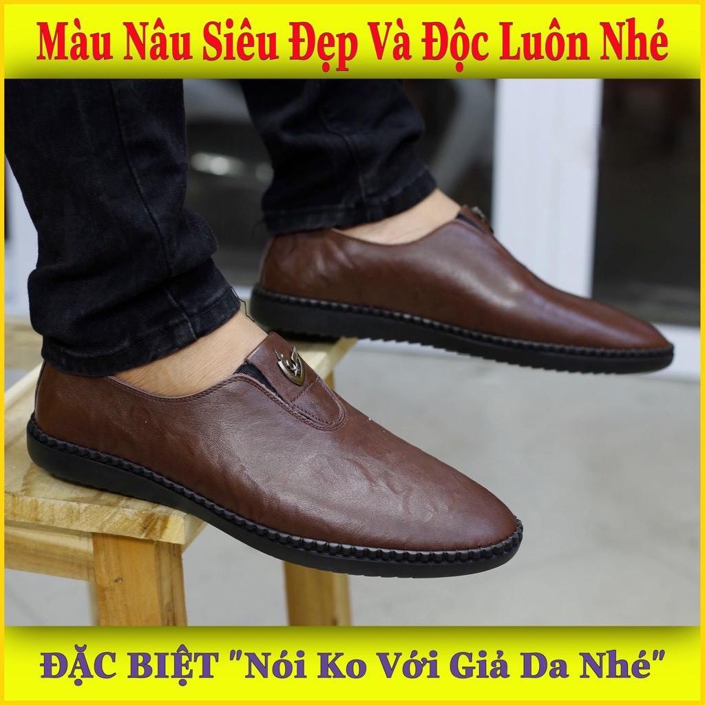 Giày Lười Nam Cao Cấp Chất Liệu Da Bò Nguyên Tấm Thiết Kế Mới Lạ Trẻ Trung Gl023