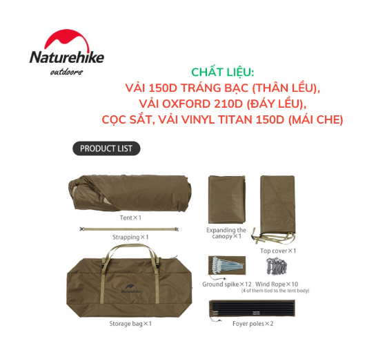 Lều cắm trại Village 5.0 lắp dựng nhanh thế hệ 2 NatureHike CNK2300ZP022