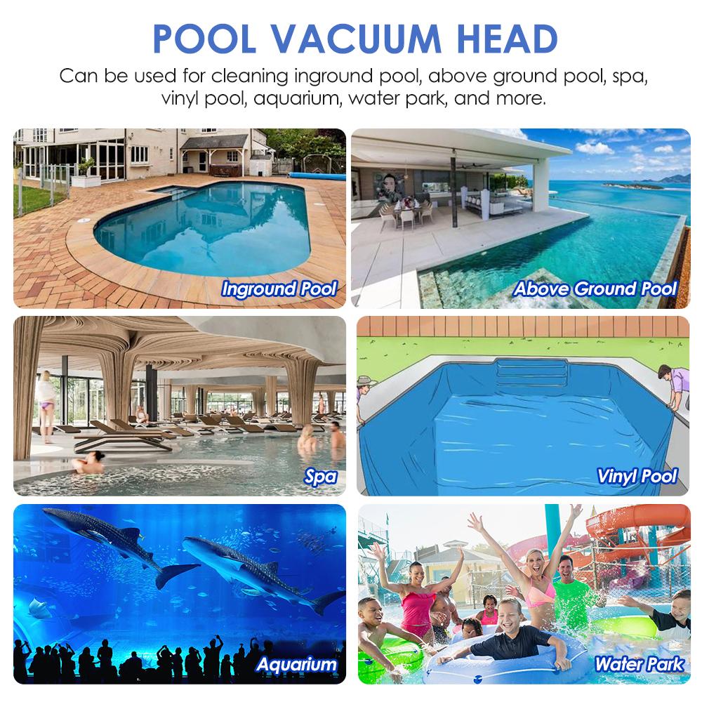Transparent Pool Vacuum Head Inground Above Ground Swimming Pool Vacuum Brush Head Spa Vinyl Pool Vacuum Attachment with