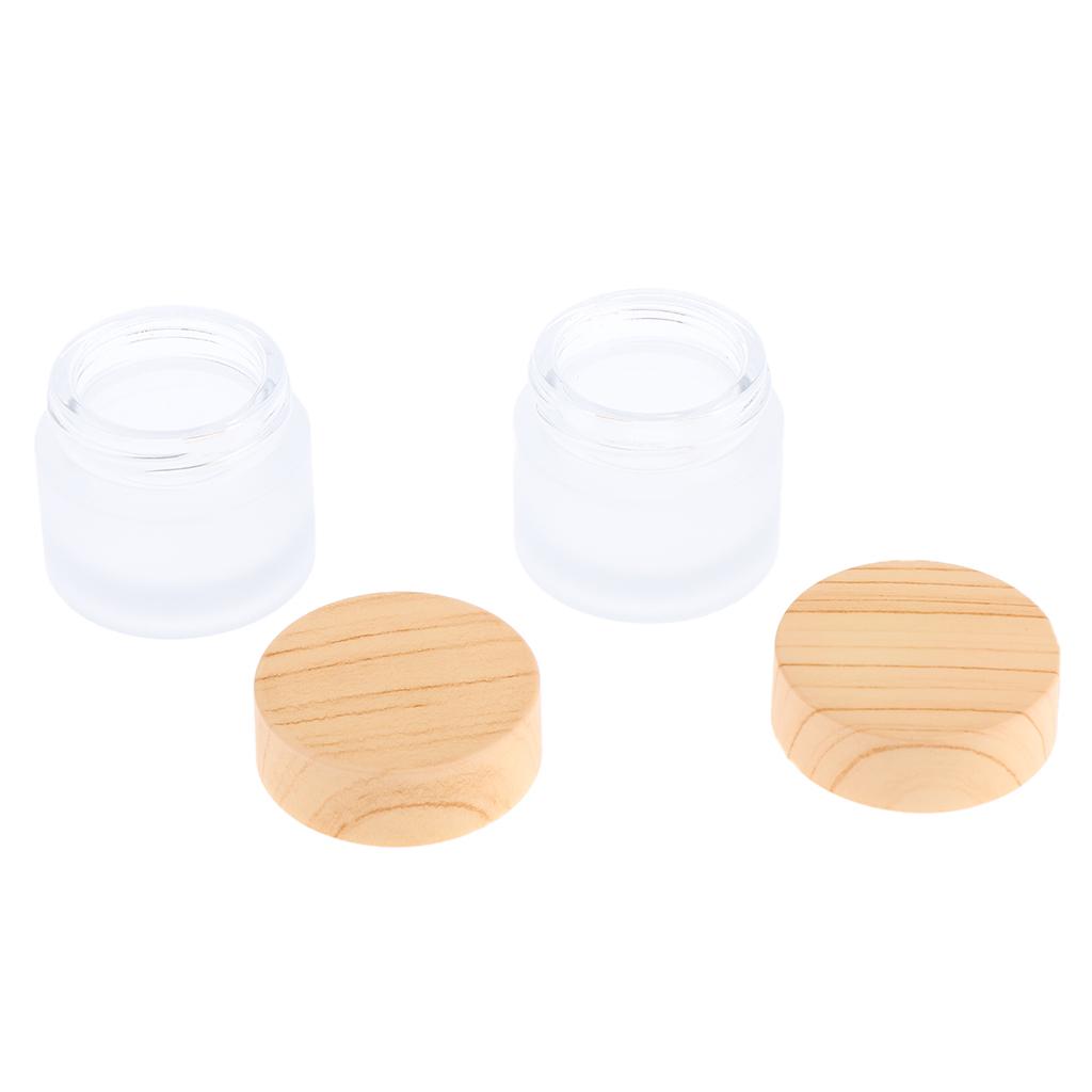5/10/15/30/50g, Empty, Frosted Glass Pot Jars, Cosmetic Containers, 2pcs