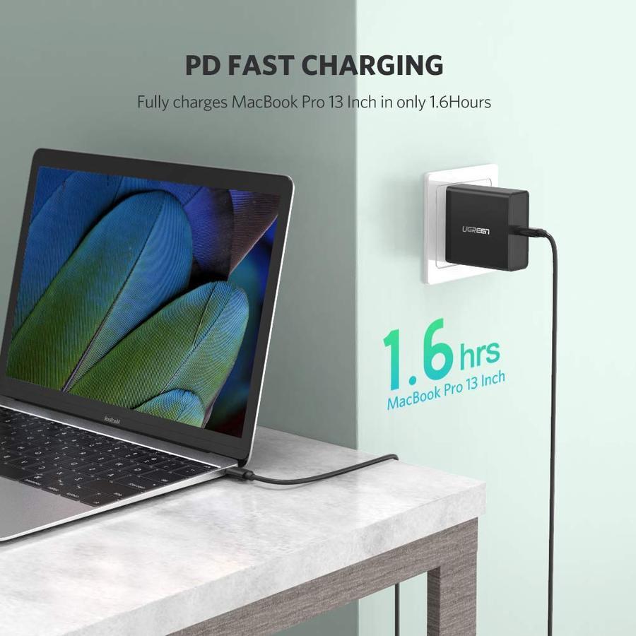 Sạc nhanh UGREEN CD137 60450 1 cổng USB Type C hỗ trợ PD QC 4.0 3.0 tối đa 18W cho iPhone 12 / Samsung / Xiaomi | Hàng chính hãng - BH 18 tháng 1 đổi 1