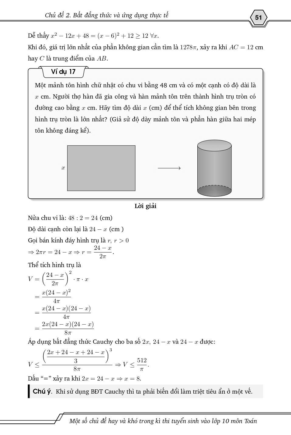 Sách - Một Số Chủ Đề Hay Và Khó Trong Kì Thi Tuyển Sinh Vào Lớp 10 Môn Toán