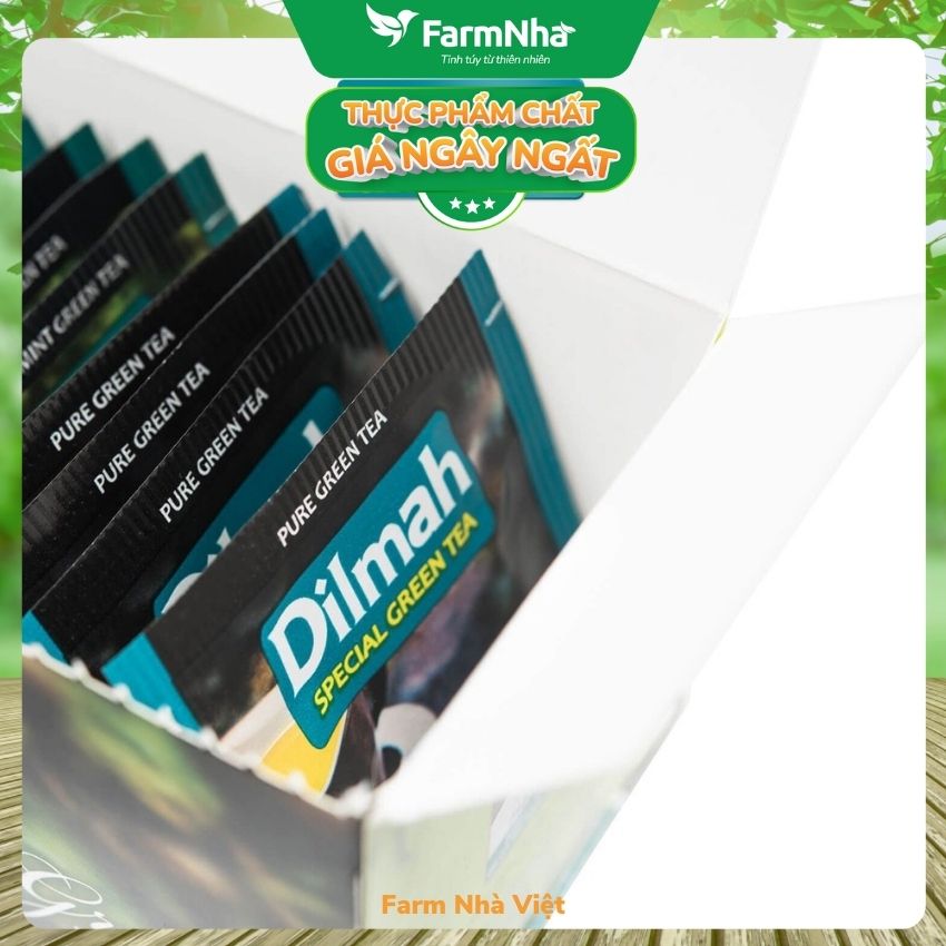 Trà Dilmah All Natural Green Tea Pure Green (Trà xanh tinh khiết) túi lọc 30g 20 túi x 1,5gr - Đóng gói riêng từng túi giữ hương vị tuyệt vời