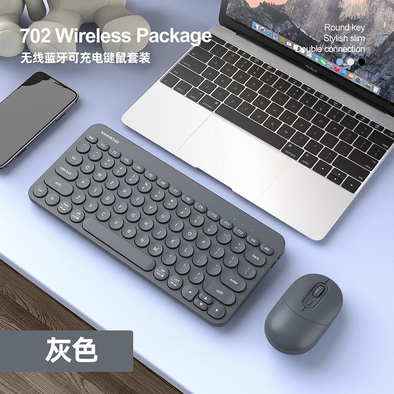 Giá thấp nhất Xinmeng RF702 bàn phím bluetooth không dây bộ chuột máy tính bảng máy tính xách tay có thể sạc lại punk bàn phím nắp tròn