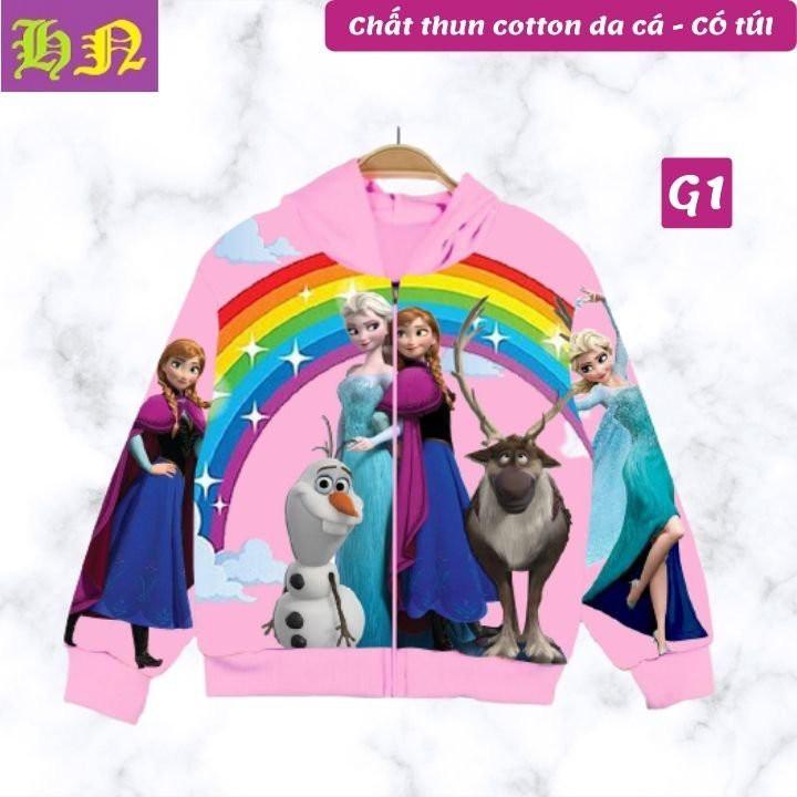 Áo khoác bé gái hình Pony từ 11-43kg - Áo khoác Elsa - PONY - Thun cotton da cá in 3D cực chất- Hương Nhiên