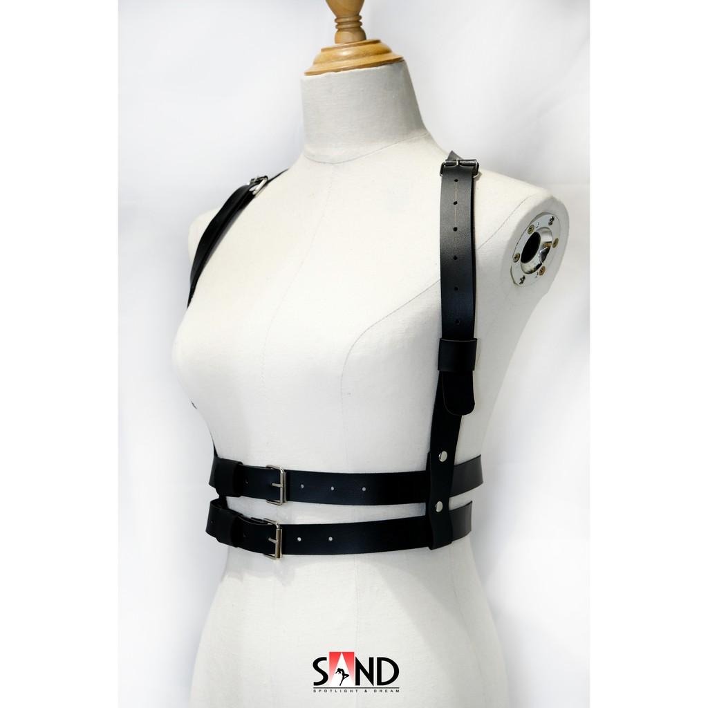 Đai Ngực Da Chéo Bụng Khoen Inox