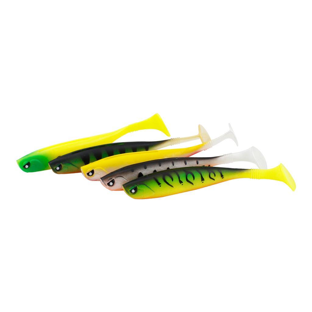5 Pieces Artificial Baits Soft Fishing Lures Lifelike T Tail Fish Swimbaits