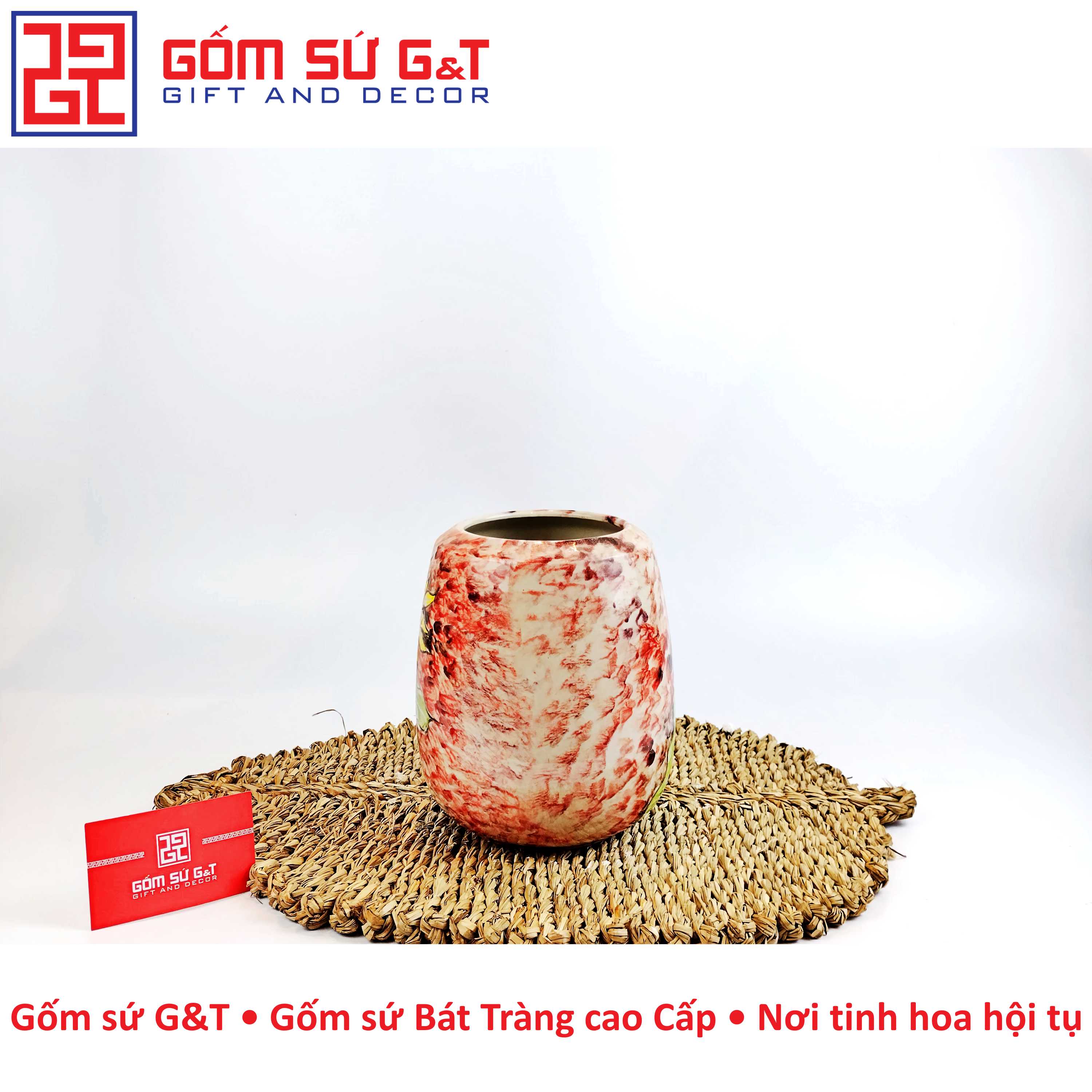 Lọ hoa dáng đu đủ vẽ hoa hướng dương Gốm Sứ G&T