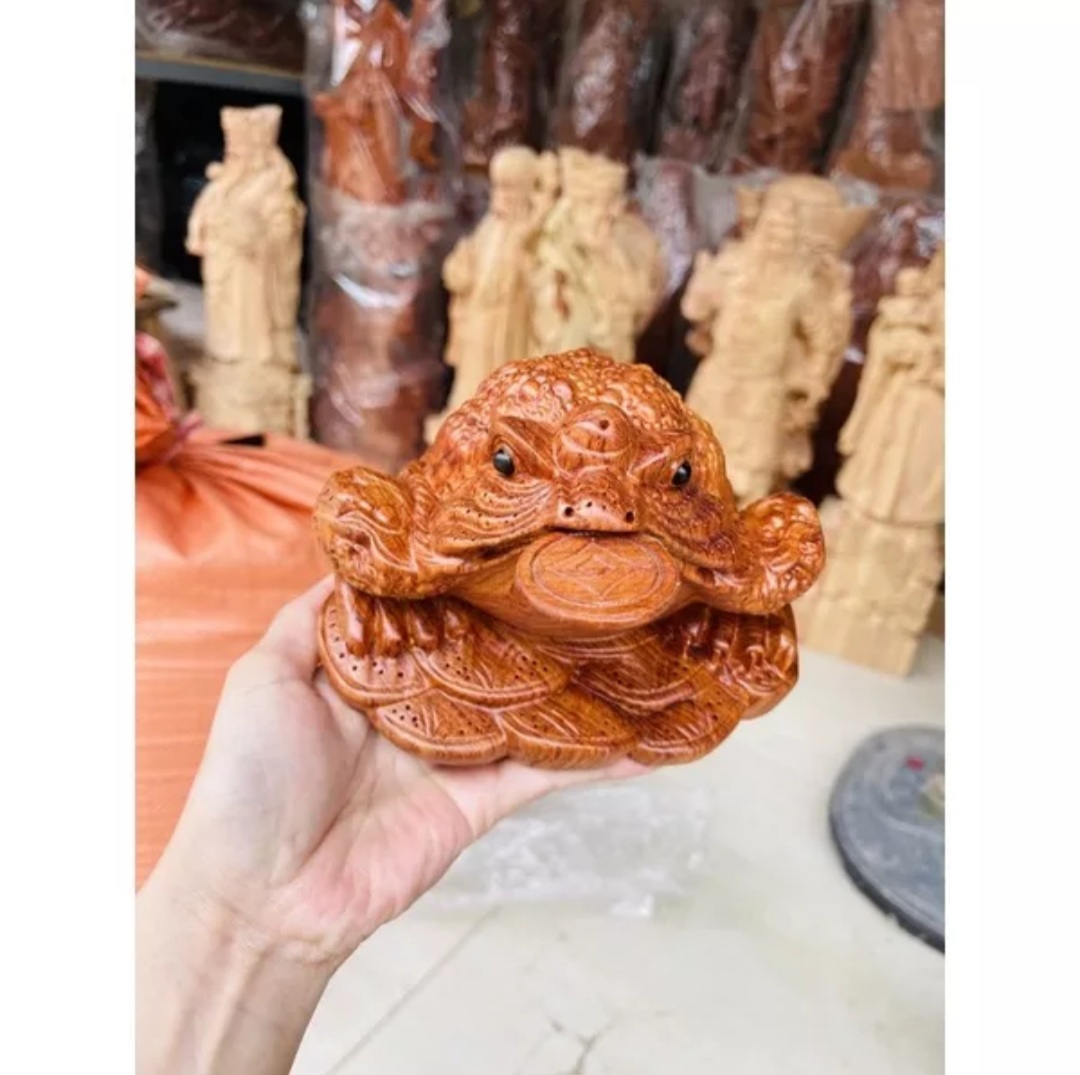 Cóc gỗ hương ngang 15cm-Tượng gỗ phong thuỷ