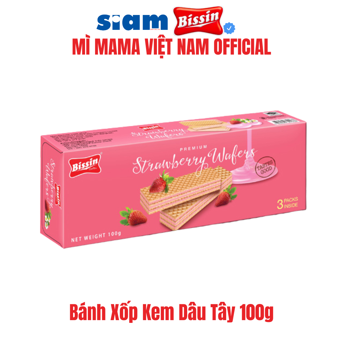 COMBO 5 HỘP - BÁNH XỐP BISSIN KEM DÂU TÂY 100G