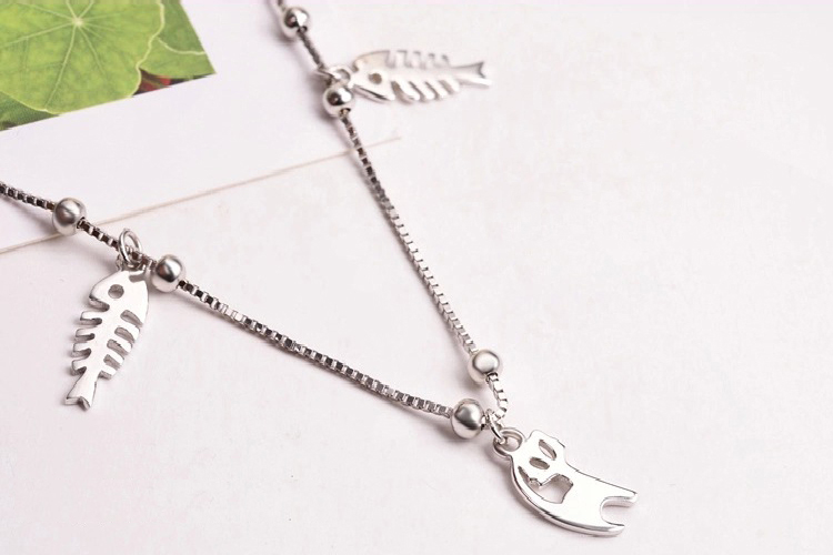 Lắc chân hình xương cá độc lạ - Lắc chân bạc con báo sang chảnh thiết kế ngộ nghĩnh LCNU63