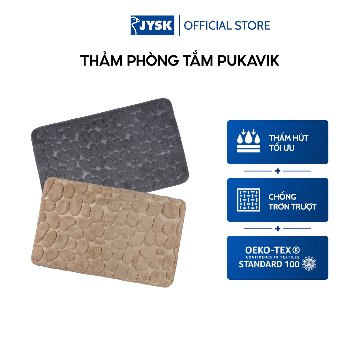 Thảm phòng tắm | JYSK Pukavik | polyester/nhựa PU | nhiều màu | R50xC80cm