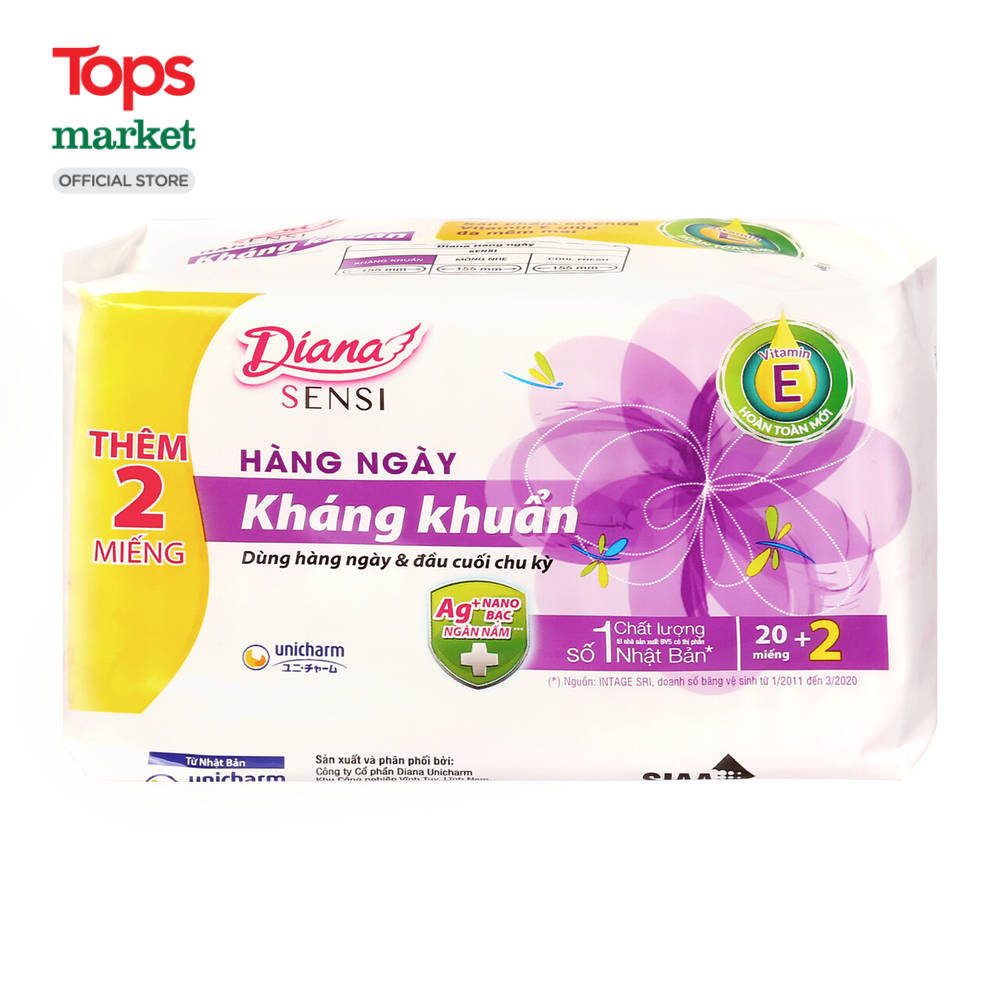 Băng Vệ Sinh Hàng Ngày Diana Sensi Kháng Khuẩn 20 Miếng