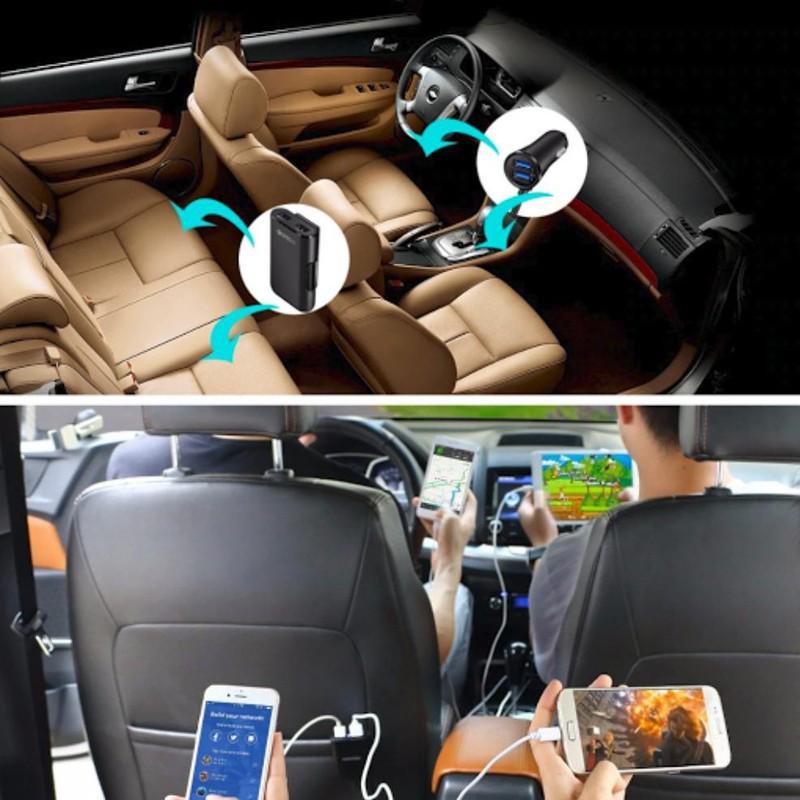 Bộ sạc điện thoại thiết bị điện tử trên ô tô hỗ trợ sạc nhanh QC8A - AsiaMart