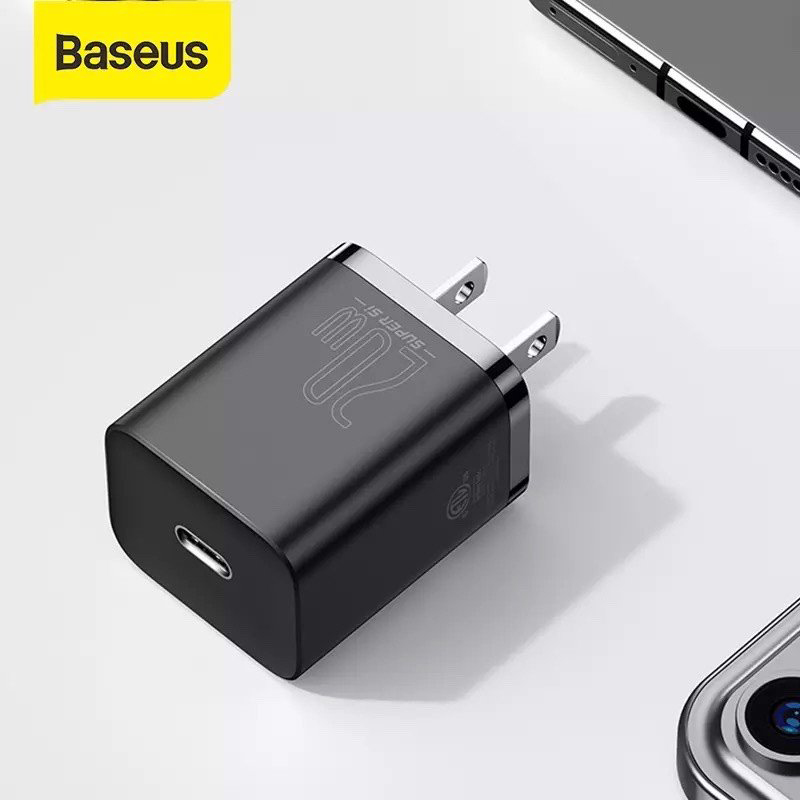 Bộ sạc nhanh, nhỏ gọn Baseus Super Si Quick Charger 20W dùng cho iPhone 12/iP11/XS Max (Type C, 20W/18W, PD/ QC3.0 Quick charger) - Hàng chính hãng