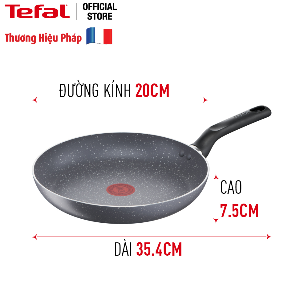 Bộ 2 chảo chiên chống dính vân đá Tefal Natura dùng cho bếp ga và hồng ngoại (20cm, 28cm) - Hàng chính hãng