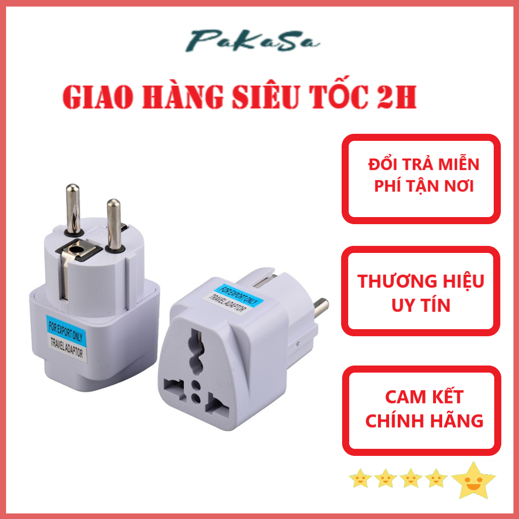 Đầu Chuyển 3 Chấu Thành 2 Chấu Để Sử Dụng Các Loại Ổ Cắm Thông Dụng Ở Việt Nam - Chính Hãng 