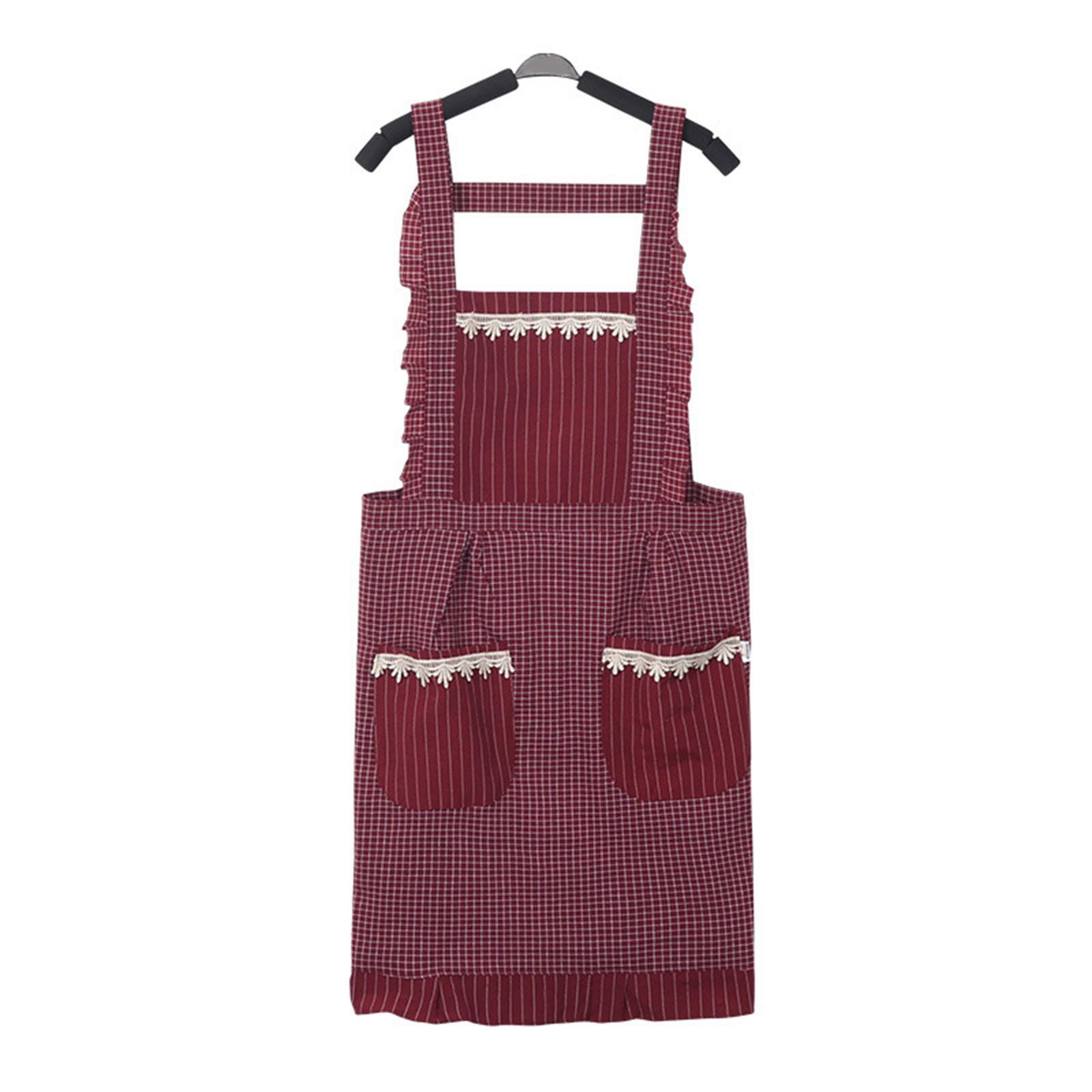 Kitchen Apron Gardening Apron with Pockets Barista Apron for Home Red