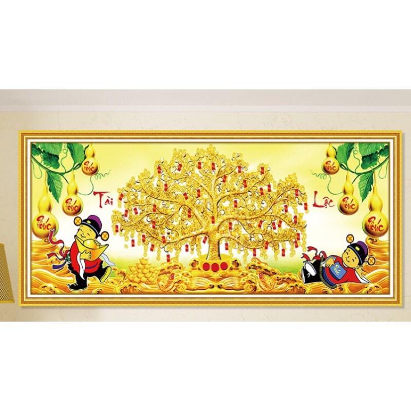 Tranh đính đá Cây Tiền Tài Lộc Lg1588 chưa đính