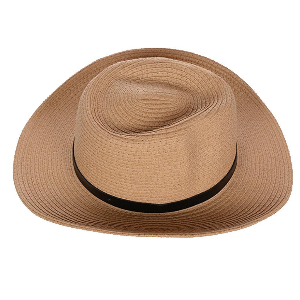 Summer Straw Hat Braided Cowboy Outdoor Sun Hat 2 Pieces