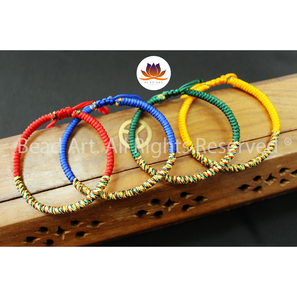 Vòng Tay Dây Ngũ Sắc Thắt Chỉ Màu Tibet Handmade Đen, Mệnh Thuỷ, Mộc, Vòng Tay Phong Thuỷ, Chuỗi Hạt - Bead Art