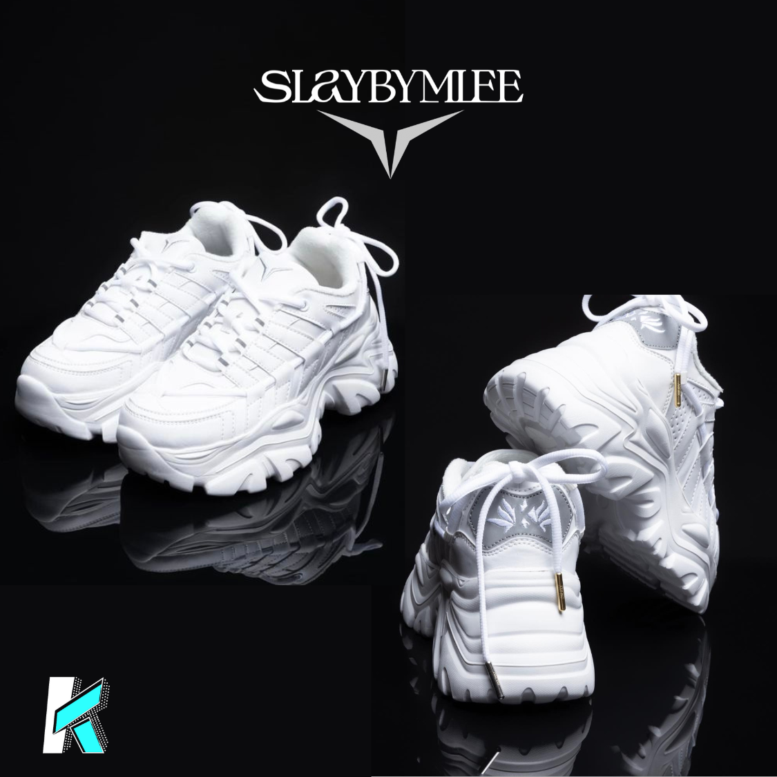 Giày đế cao SLAY BY MLEE, Sneaker Chunky All - White, Hàng chính hãng cao cấp