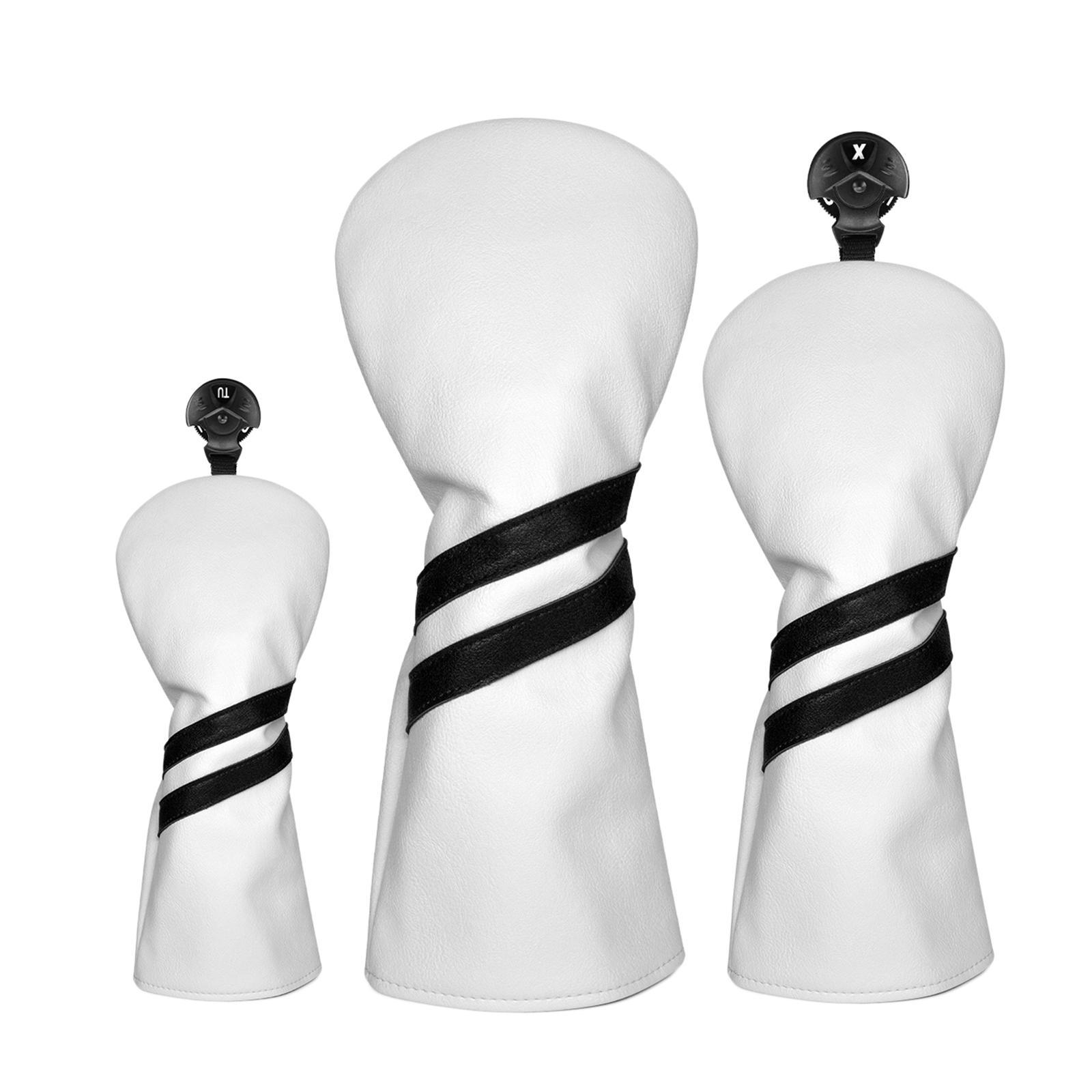 3x Golf Wood Head Cover Golf Club Headcover Men Women with Interchangeable No. Tag PU Leather Waterproof Golf Protector Guard