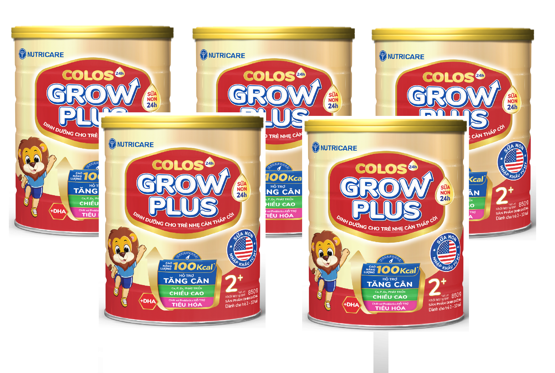 Combo 5 lon Sữa công thức Colos 24h Grow Plus 2+ lon 850g - giúp trẻ phát triển toàn diện