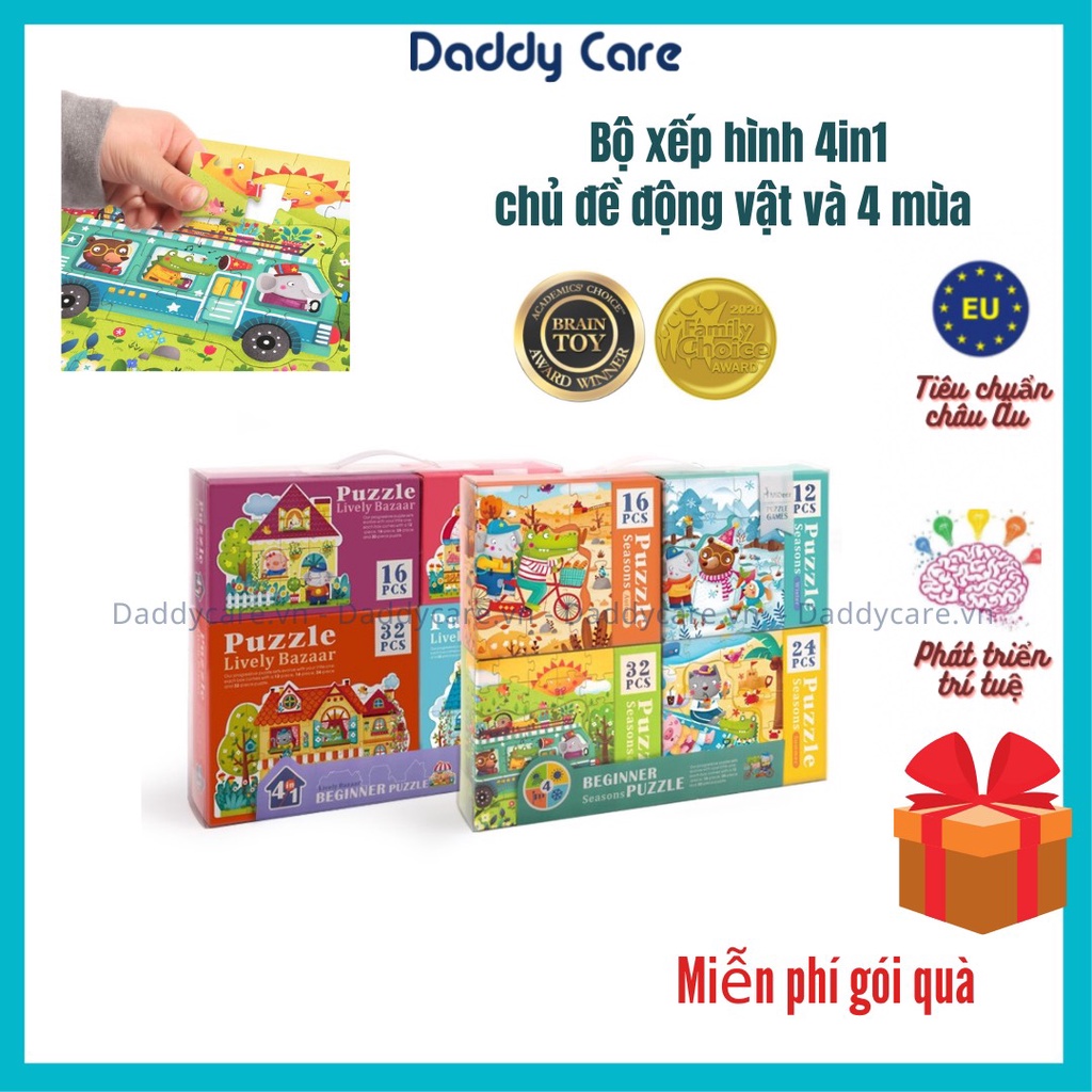 Đồ Chơi Ghép Hình Cho Bé Mideer 4 In 1 Puzzle, Xếp Hình Cho Trẻ Em