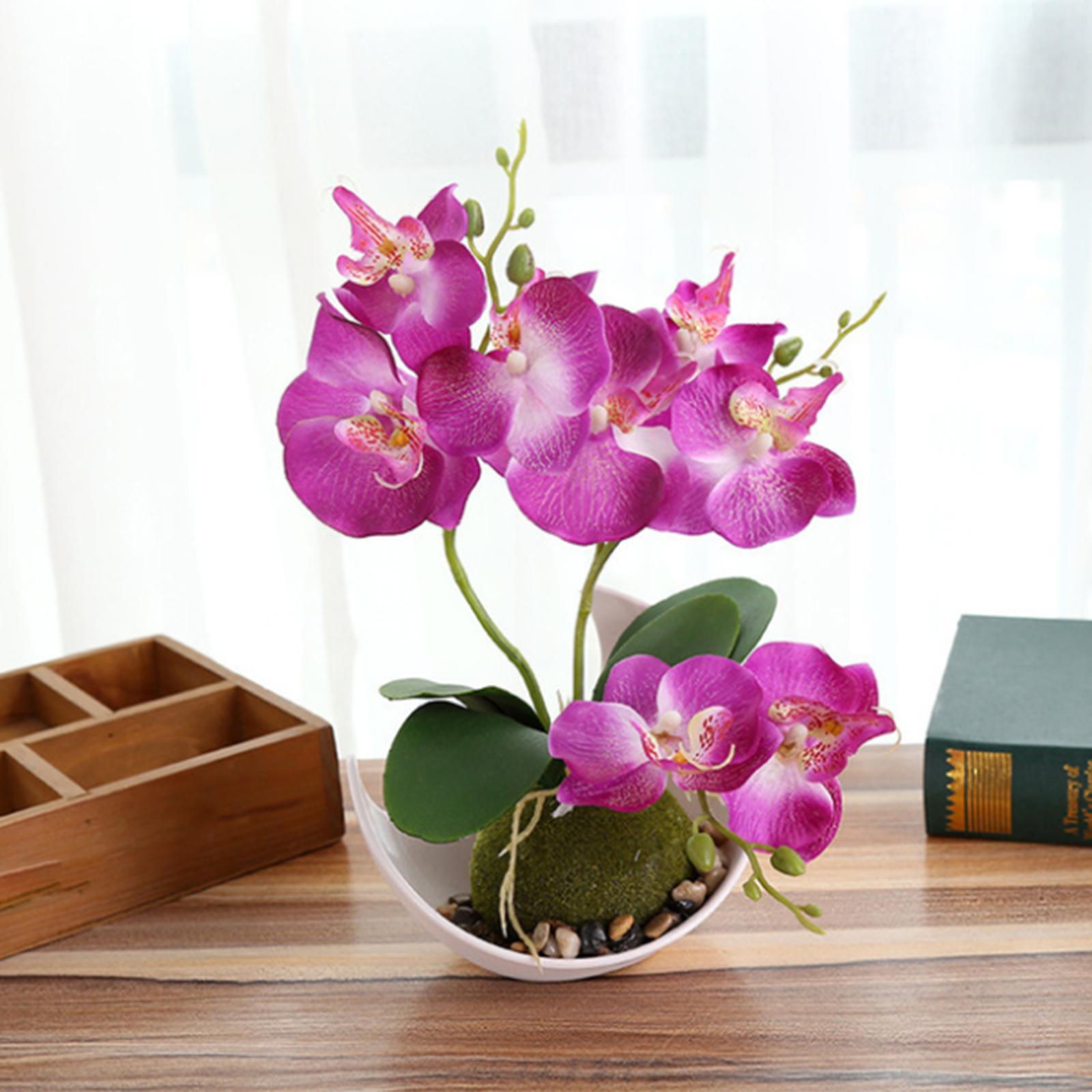 2X Vase with Artificial Flower Set Silk Flower Home Indoor Decor