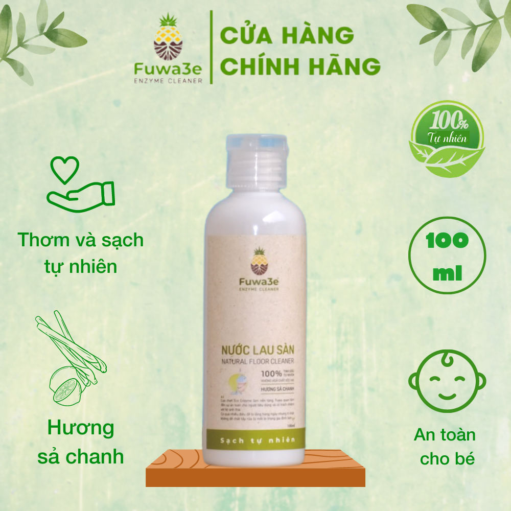 Nước lau sàn Fuwa3e hữu cơ organic sả chanh khử mùi đuổi muỗi kiến diệt nấm mốc 100ml