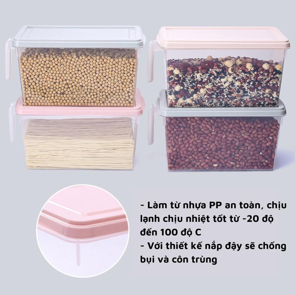 Hộp đựng thực phẩm thức ăn tủ lạnh tủ bếp cỡ lớn có tay cầm đa năng hộp trong suốt có nắp đậy tiện ích thông minh