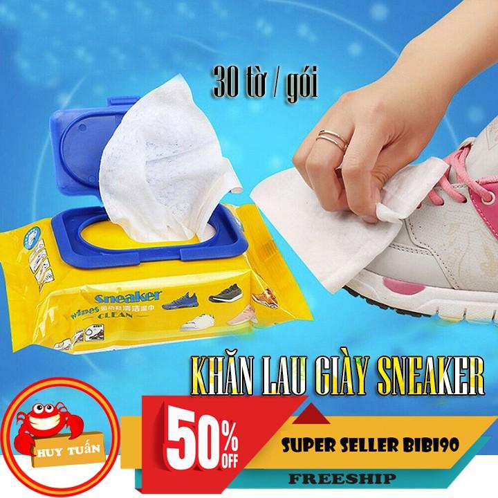 Gói khăn lau giày sneaker lau cặp túi xách đa năng 30 tờ