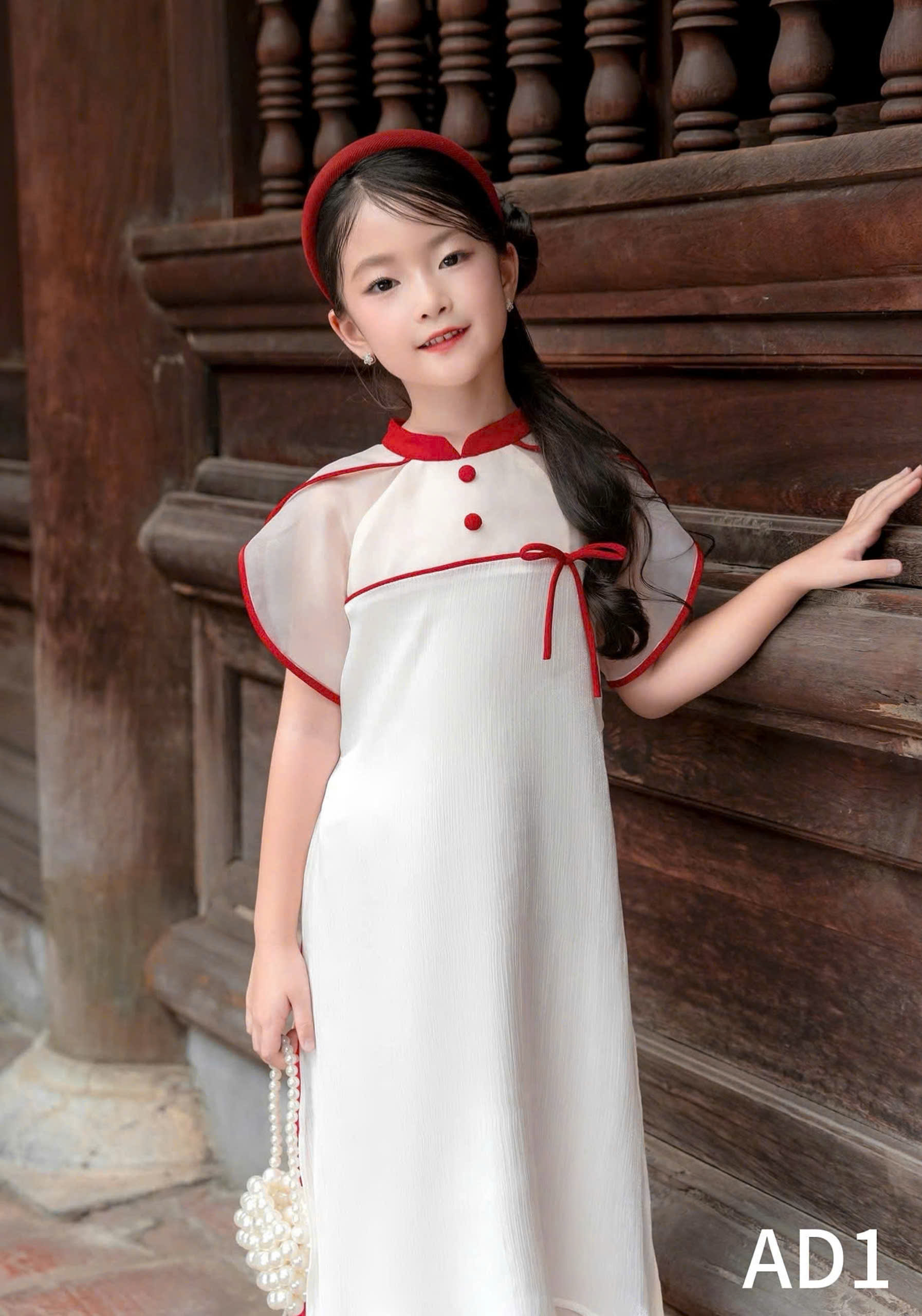 Bộ áo dài tết cho bé gái mẫu nhẹ nhàng xinh xắn diện tết năm mới giáng sinh noel từ 12-50kg hàng thiết kế cao cấp