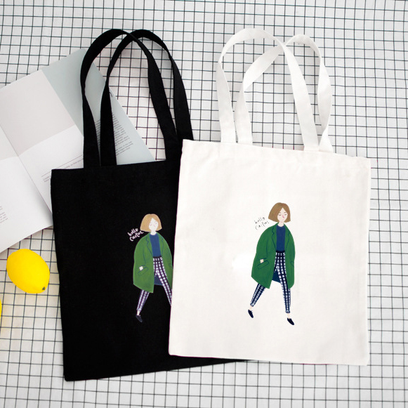 Túi Tote Bags Vải Canvas Có Khóa Kéo, Đeo Vai Cho Nữ Hình Cô Gái Năng Động - Kích Thước 35 x 31 x 7