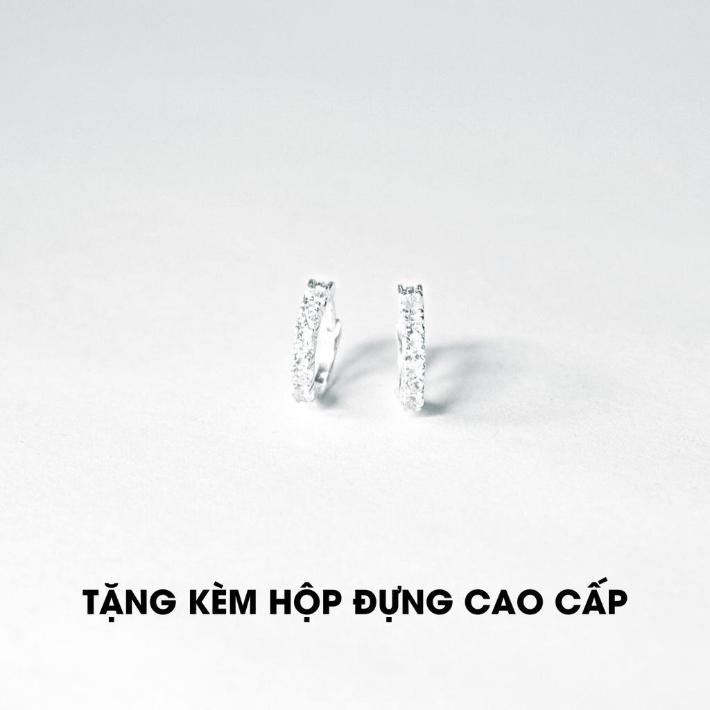 Khuyên tai bạc ATJ9087 , bông tai tròn sát tai đính đá bạc ta - ANTA Jewelry