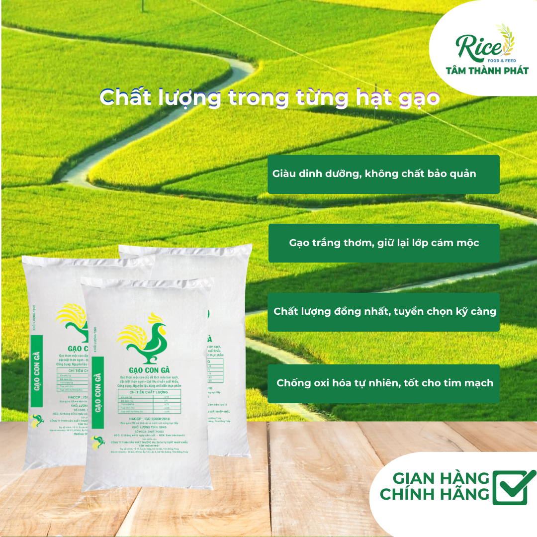 25KG GẠO THƠM MỘC CAO CẤP - HIỆU CON GÀ