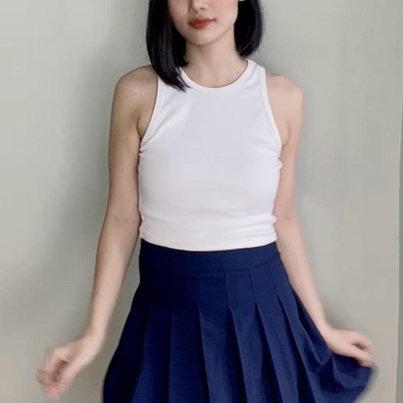 Áo ba lỗ croptop thun gân. Phông body dáng ôm trơn - Audrey Studio