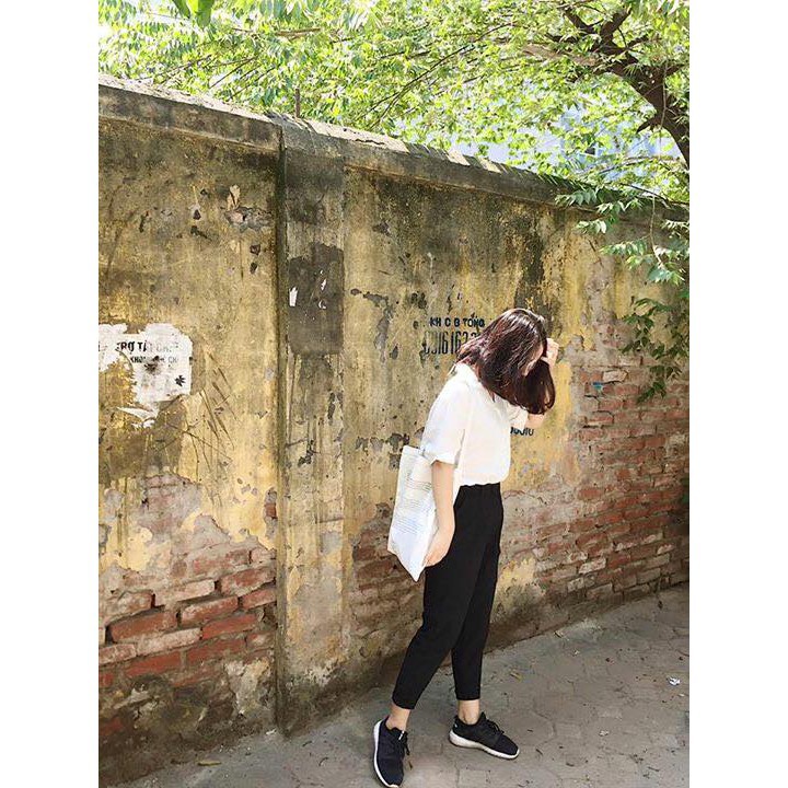 Quần baggy đen chất tuyết mưa siêu dệp - đứng dáng