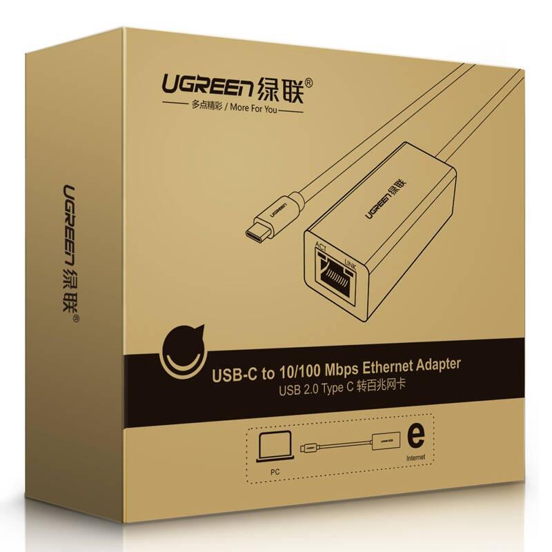 Bộ chuyển đổi USB Type C san LAN 10/100 Mbps Ethernet - dài 40CM - UGREEN 30287 (màu đen) hàng chính hãng