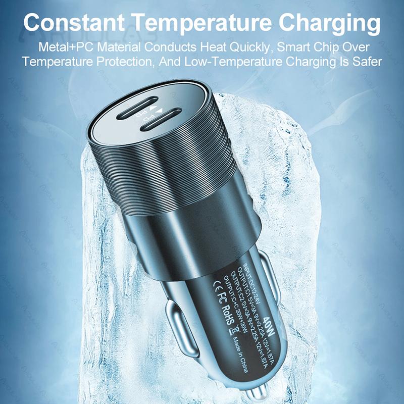 40W Dual USB C Fast Car Sạc sạc nhanh cho iPhone 13 12 11 pro max x di động điện thoại nhanh bộ sạc bộ sạc bộ sạc trong xe hơi