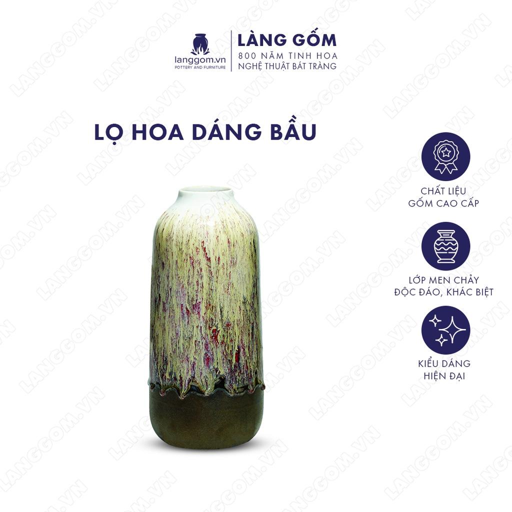 Bình hoa, lọ hoa Gốm sứ Bát Tràng cao cấp Men chảy dáng bầu dùng làm quà tặng, trang trí - Làng Gốm Bát Tràng