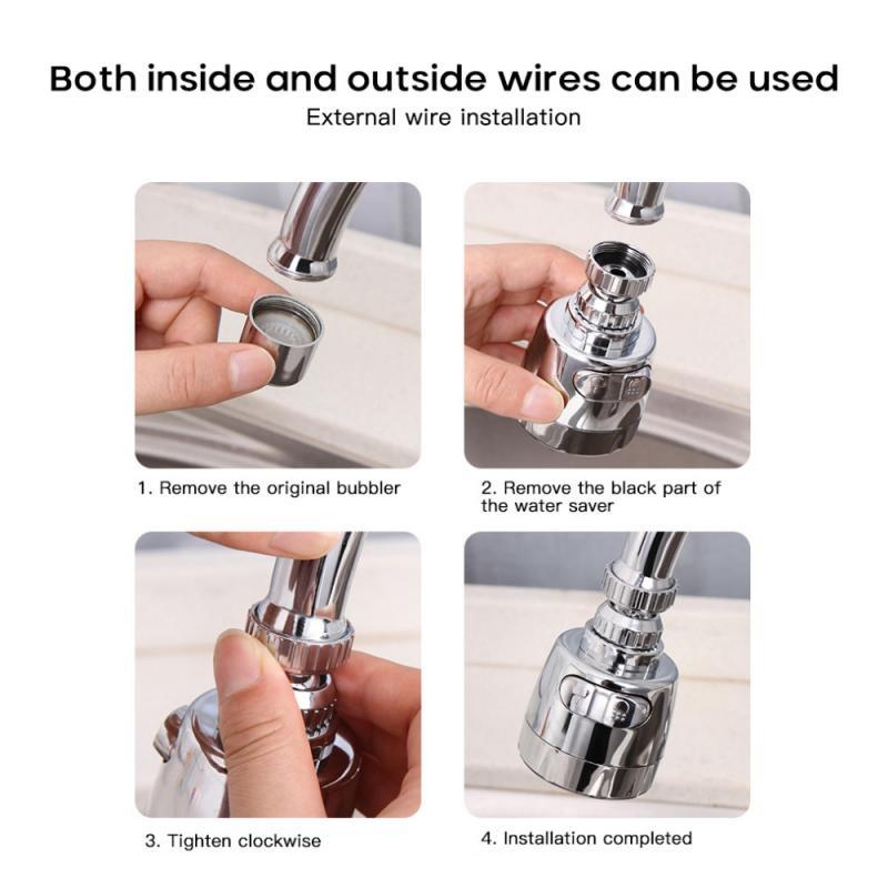 2 Modes Faucet Aerator 360° Rotatable Tap Head Shower Diffuser Rotatable Nozzle Adjustable Booster Faucet Kitchen Accessories