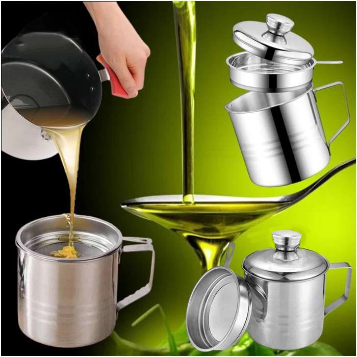 Ca Lọc Cặn Dầu Ăn Inox 304 1.5L Có Lưới Lọc Cặn Tiện Lợi