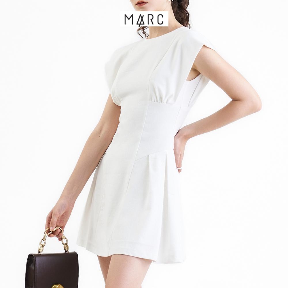 Đầm nữ MARC FASHION mini linen ôm eo nhún ngực tùng xếp ly FAVH033722