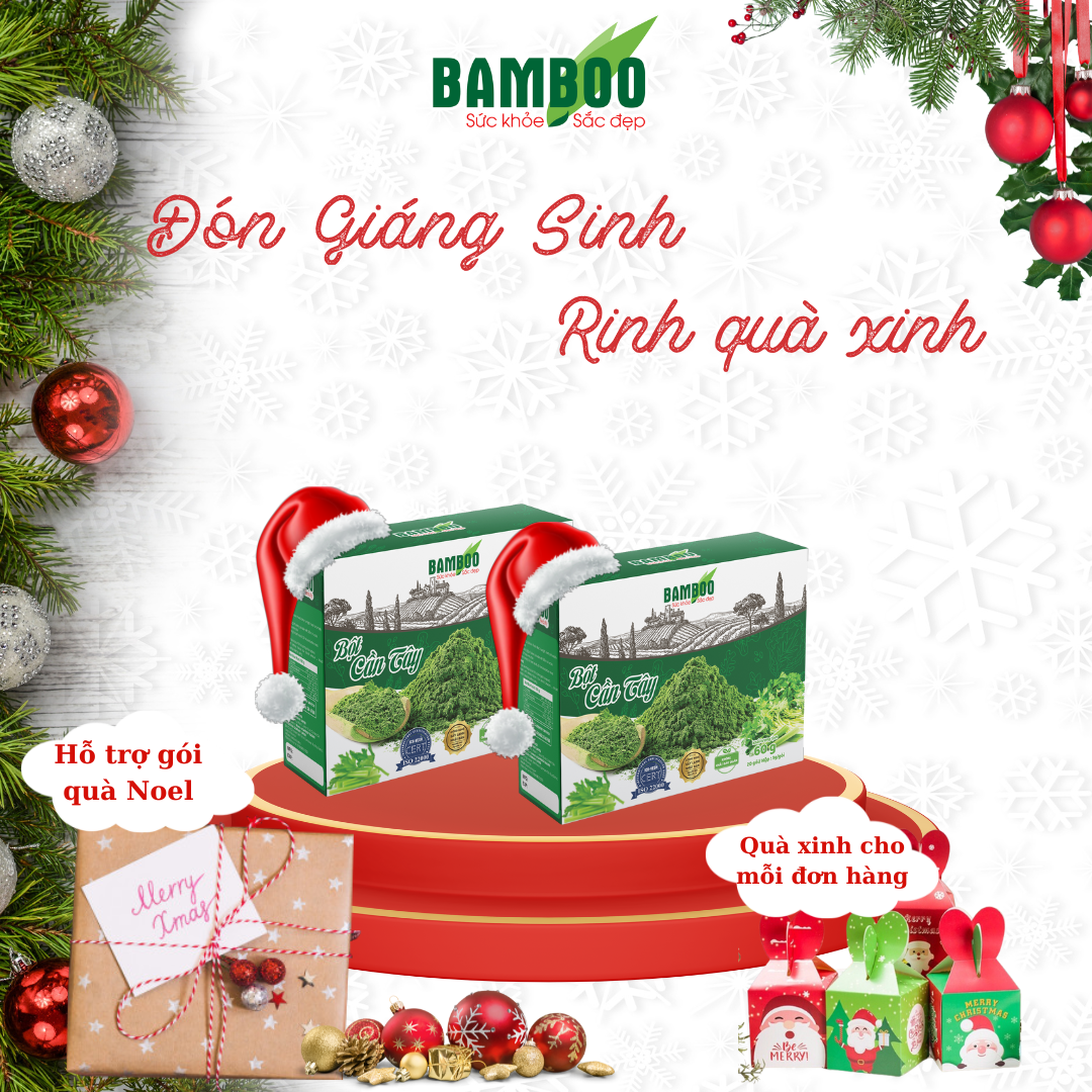 Combo 2 Hộp bột Cần tây Bamboo nguyên chất, siêu mịn (60g/ 20 gói x2) - Hỗ trợ giảm cân, làm đẹp da