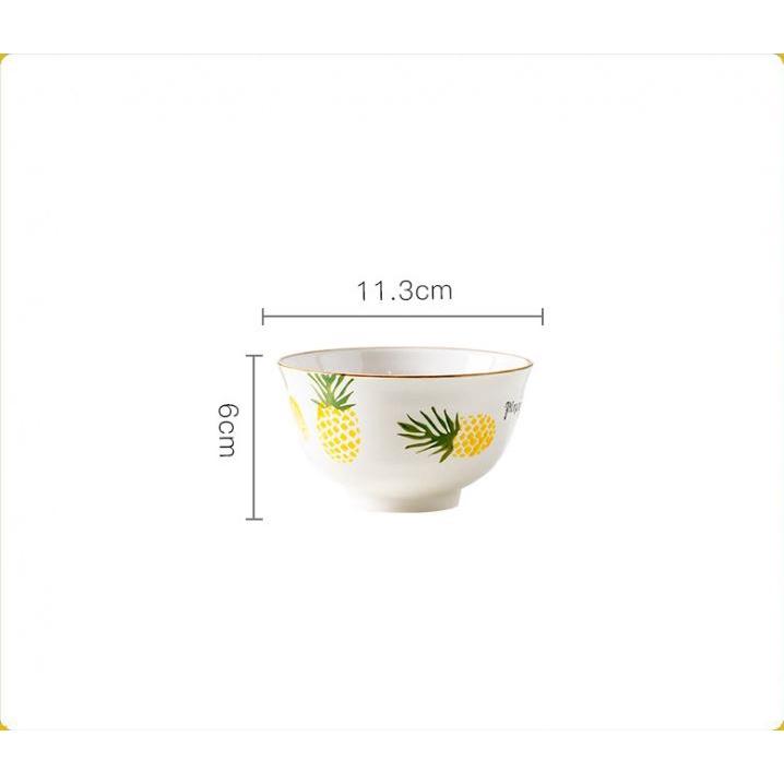 Bộ chén đĩa khay sứ cao cấp Dứa nhiệt đới Decor trang trí bàn ăn
