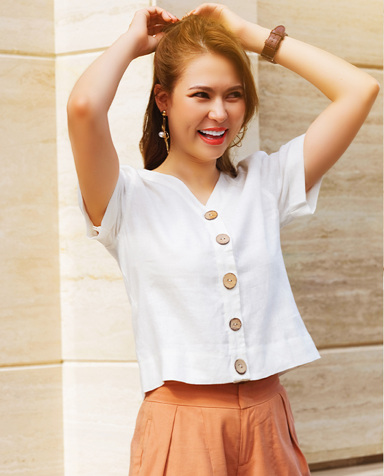 Áo Croptop Linen Calla TOP168 Thời trang thiết kế Hity